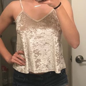 FOREVER 21- camel shiny velvet tank